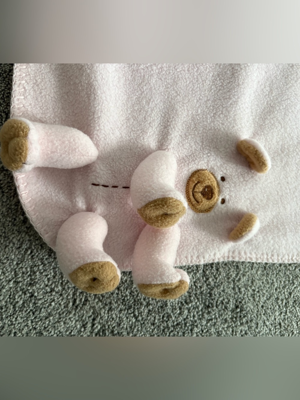 Ty Pink and Tan Bear Lovey Bib Blankie